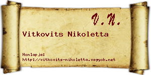 Vitkovits Nikoletta névjegykártya